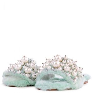 Jeffrey Campbell Facil-BP Faux Fur Pearl Slippers